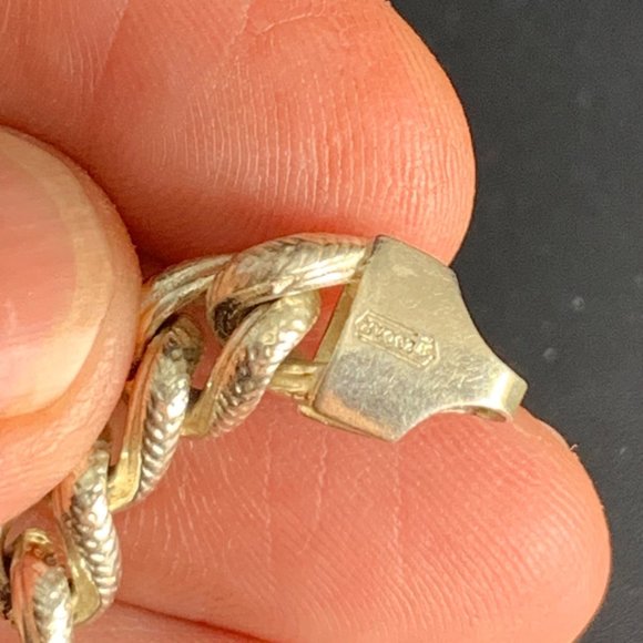 Vintage Sterling Silver 925 Textured Curb Link Bracelet, Lobster Claw Clasp 8" - Picture 8 of 9